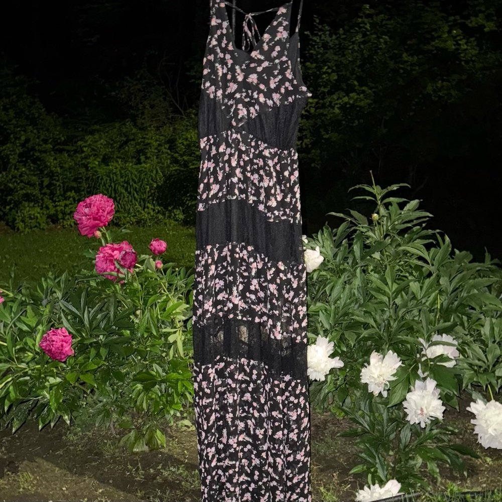Candie's Black and Pink Floral Maxi Dress